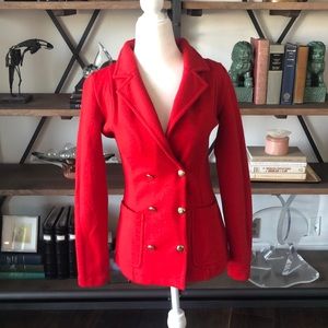 Red Vintage double-breasted knit blazer with gold buttons Sz small